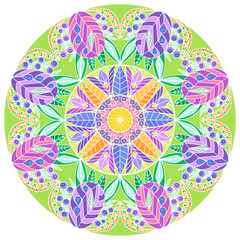 bloom flowers garden mandalas stained glass print pattern vector illustration 