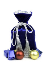 Blue Christmas bag with gifts