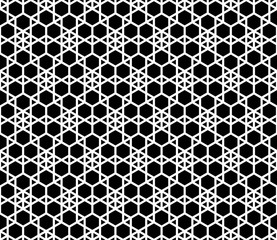 Vector modern seamless geometry pattern hexagon, black and white abstract geometric background, subtle pillow print, monochrome retro texture, hipster fashion design