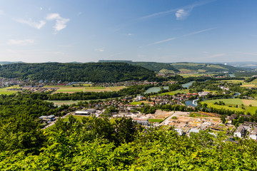 Nature overlook with rivers in Switzerland