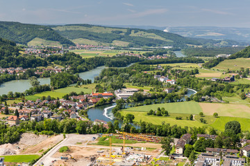 Nature overlook with rivers in Switzerland