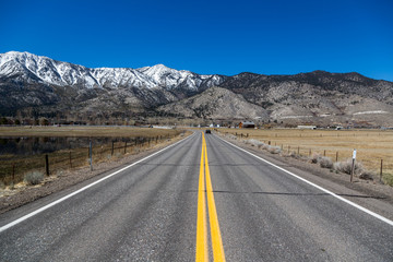Empty road on the way to South Lake Tahoe, California, USA