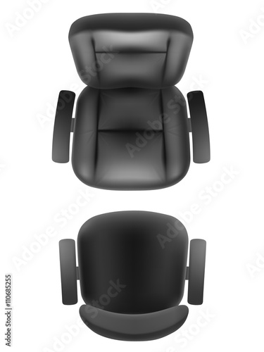Office Chair And Boss Armchair Top View Vector Realistic Isolated Office Chair And Boss Armchair Top View Vector Realistic Isolated Furniture For