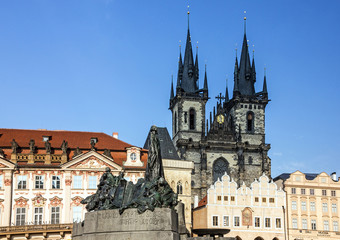 Fototapeta premium Prague, Czech Republic. Old Town, Staromestska square, Church of