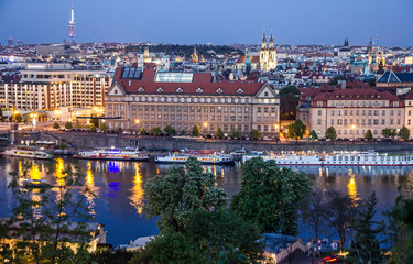 Fototapeta premium Prague Old Town architecture and Vltava river, Czech Republic.