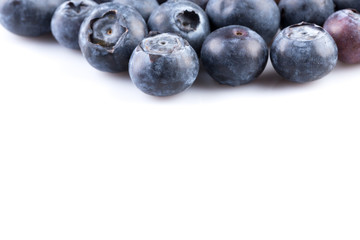 Blueberries on white background