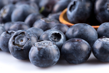 Blueberries on white background