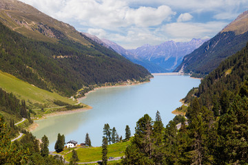 Alpine panorama. Mountain lake.