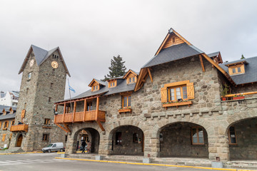 Civic center on a main Square in Bariloche, Argentina.