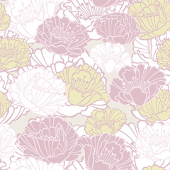 Vector seamless floral pattern with poppies in pastel shades