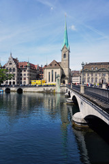 Naklejka na ściany i meble Limmat river and Zurich