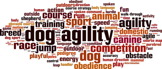Dog agility word cloud concept. Vector illustration
