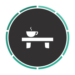 Tea time Simple flat white vector pictogram on black circle. Illustration icon