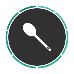 Spoon Simple flat white vector pictogram on black circle. Illustration icon