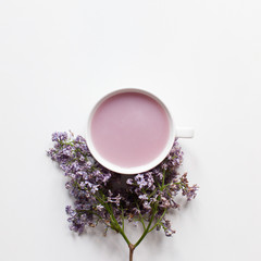 Fruit tea with milk and serenity flowers