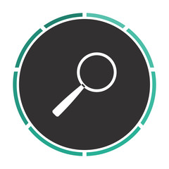 Magnify Simple flat white vector pictogram on black circle. Illustration icon