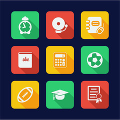 University Icons Flat Design