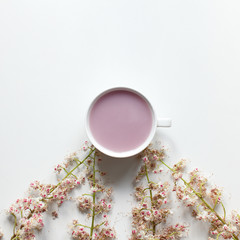 Fruit tea with milk and serenity flowers