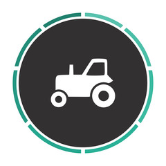tractor Simple flat white vector pictogram on black circle. Illustration icon