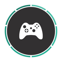 Gamepad Simple flat white vector pictogram on black circle. Illustration icon