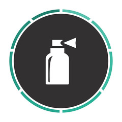 Spray Simple flat white vector pictogram on black circle. Illustration icon