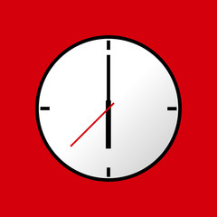Clock icon, Vector illustration, flat design. Easy to use and edit. EPS10. Red background.