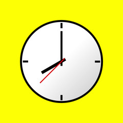 Clock icon, Vector illustration, flat design. Easy to use and edit. EPS10. Yellow background.
