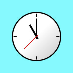 Clock icon, Vector illustration, flat design. Easy to use and edit. EPS10. Blue background.