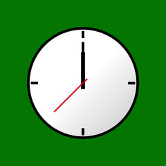 Clock icon, Vector illustration, flat design. Easy to use and edit. EPS10. Green background.