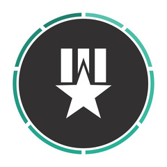 Order star Simple flat white vector pictogram on black circle. Illustration icon