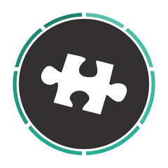 Puzzle Simple flat white vector pictogram on black circle. Illustration icon