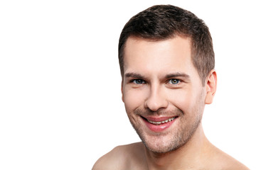 Obraz premium Attractive unshaved guy is expressing positive emotions