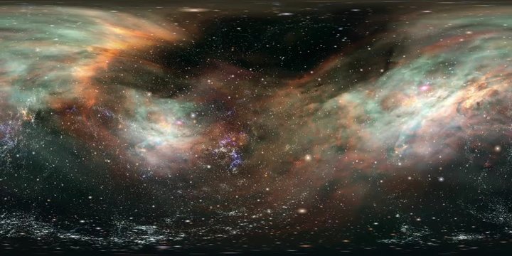 360 VR Space 3004: Virtual reality video of flying through star fields in space (Loop). Designed to be used in Oculus Rift, Samsung Gear VR and other virtual reality displays.