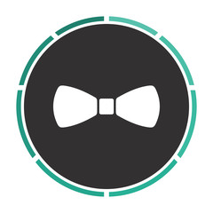 bow tie Simple flat white vector pictogram on black circle. Illustration icon