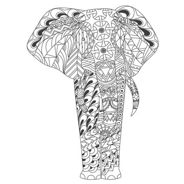 Patterned elephant zentangle inspired style