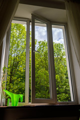 opened plastic vinyl window