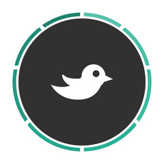 Bird Simple flat white vector pictogram on black circle. Illustration icon