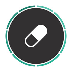 Pill Simple flat white vector pictogram on black circle. Illustration icon