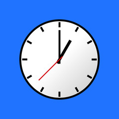 Clock icon, Vector illustration, flat design. Easy to use and edit. EPS10. Blue background.