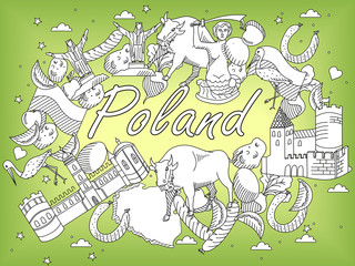 Poland coloring book vector illustration