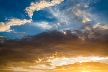 colorful dramatic sky with cloud at sunset