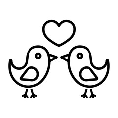 love birds couple heart valentine thin line icon