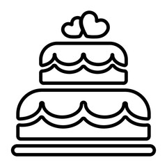 cake wedding love celebrate heart thin line icon