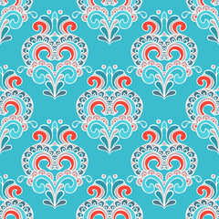 Winter seamless damask doodle design 