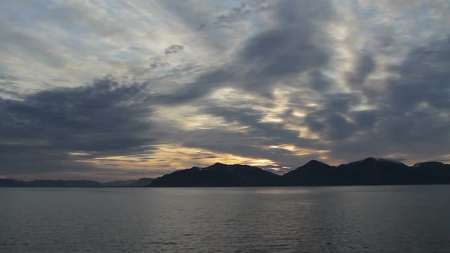 Coast of Svalbard. View from the ship. Timelapse