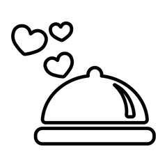dining dish cook meal restaurant love heart thin line icon