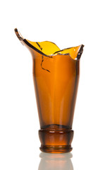 Repulsed  neck  beer glass bottle isolated on white background.