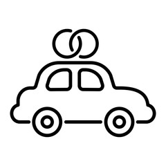 wedding car avto thin line icon