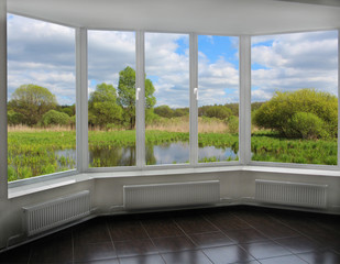 modern window to the summer bog