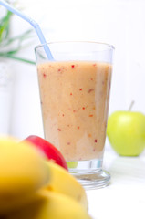 fruit smoothie on a white background